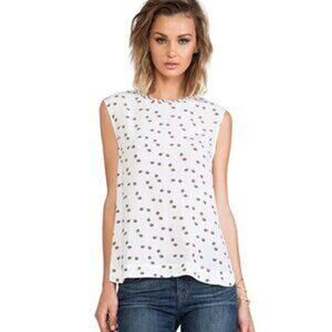 Equipment Women's Size Small White Ladybug Turtle Print 100% Silk Sleeveless Top